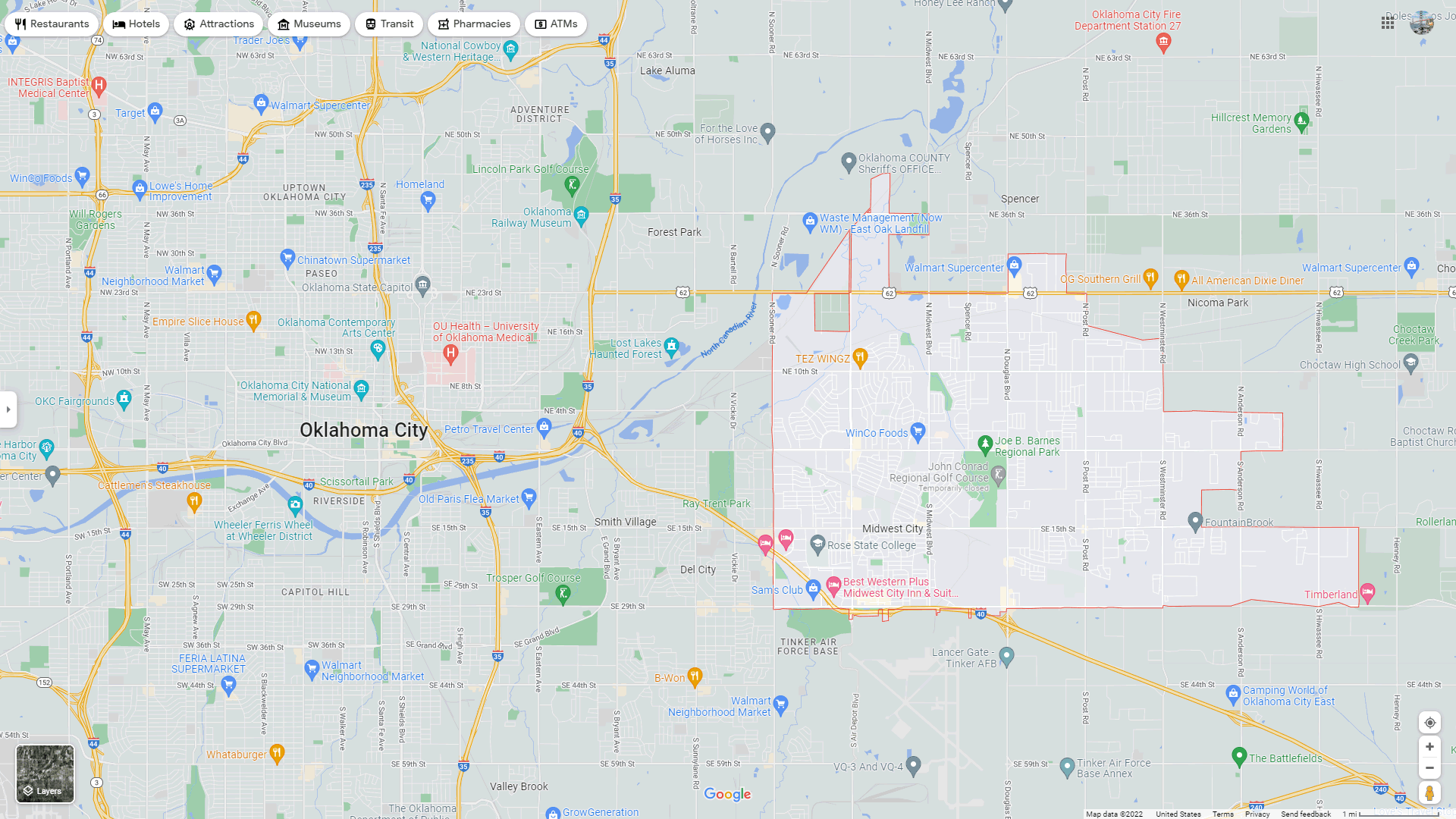 Midwest City map